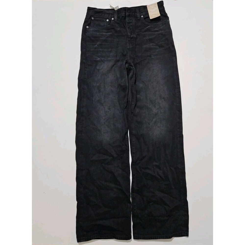 Madewell Low-Slung Baggy Jeans Size 27 At Black NS963 Style Cuffed Hem $148